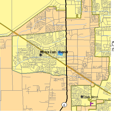 Zip code 77083 close-up map