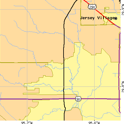 Zip code 77084 close-up map