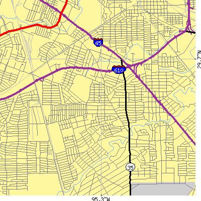 Zip code 77087 close-up map