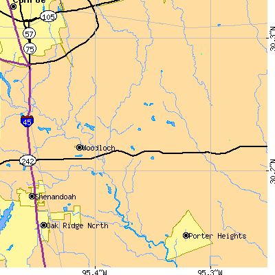 Zip code 77302 close-up map
