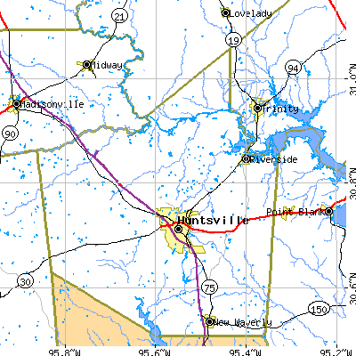 Zip code 77320 close-up map