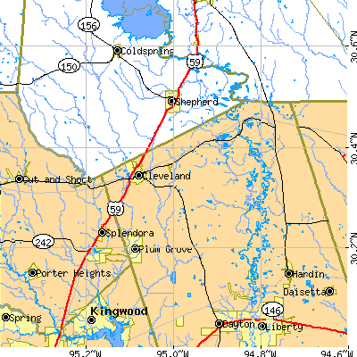 Zip code 77327 close-up map