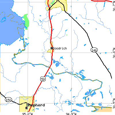 Zip code 77335 close-up map