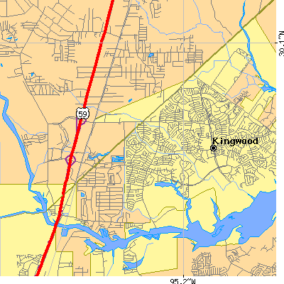Zip code 77339 close-up map