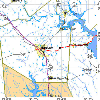 Zip code 77340 close-up map