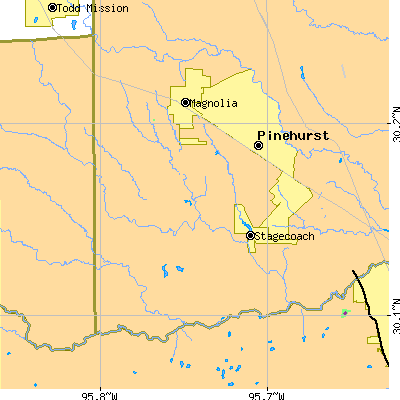 Zip code 77355 close-up map