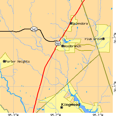 Zip code 77357 close-up map