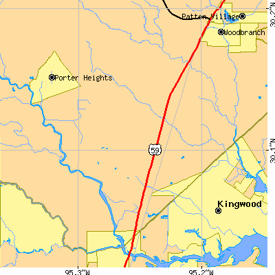 Zip code 77365 close-up map