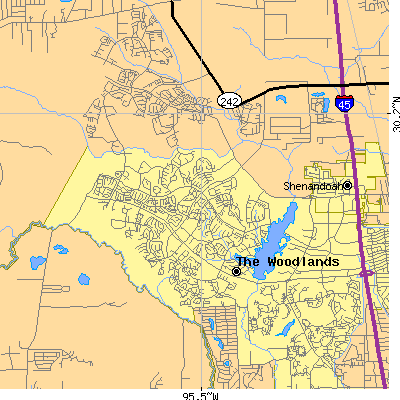 Zip code 77381 close-up map