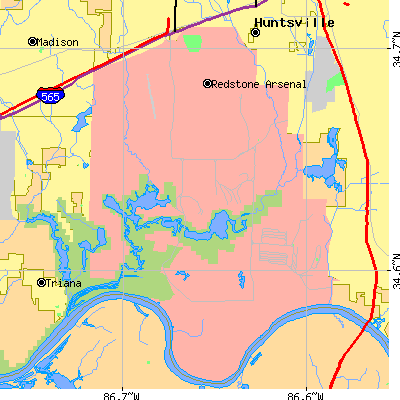 Zip code 35808 close-up map