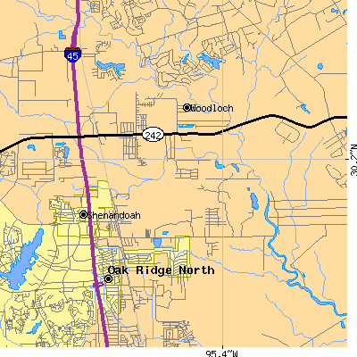 Zip code 77385 close-up map