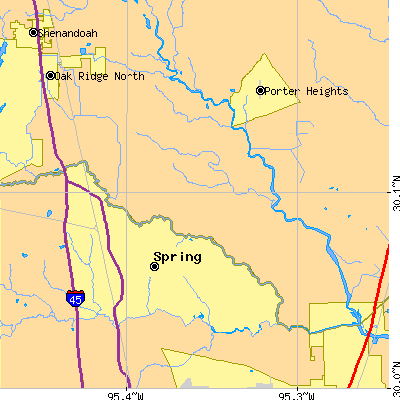 Zip code 77386 close-up map