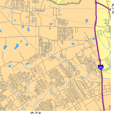 Zip code 77388 close-up map