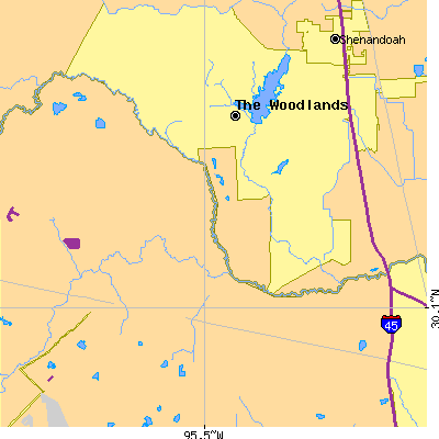 Zip code 77389 close-up map
