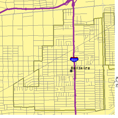 Zip code 77401 close-up map
