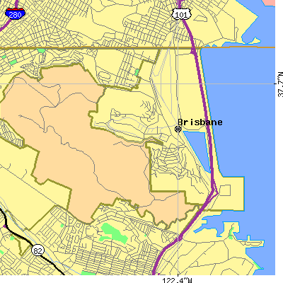 Zip code 94005 close-up map