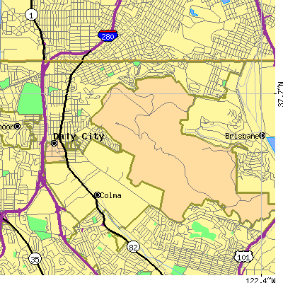 Zip code 94014 close-up map