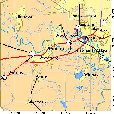 Zip code 77469 close-up map