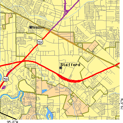Zip code 77477 close-up map
