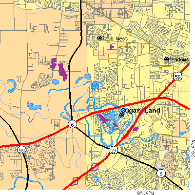 Zip code 77478 close-up map