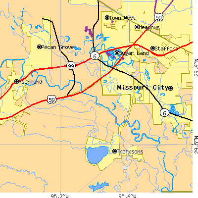Zip code 77479 close-up map
