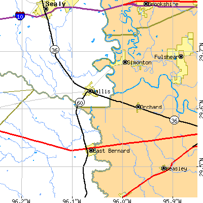 Zip code 77485 close-up map