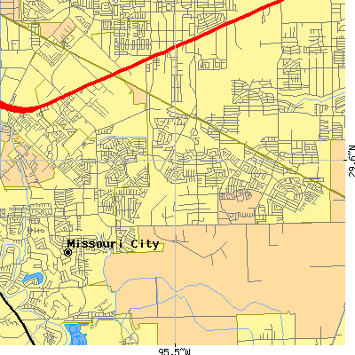 Zip code 77489 close-up map