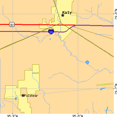 Zip code 77494 close-up map
