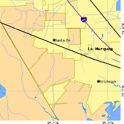 Zip code 77510 close-up map