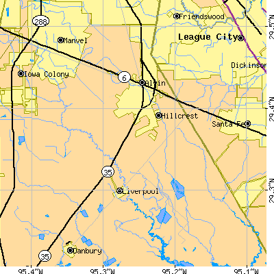 Zip code 77511 close-up map