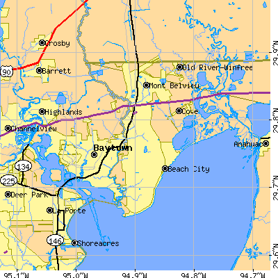 Zip code 77520 close-up map