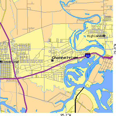 Zip code 77530 close-up map