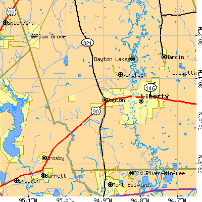 Zip code 77535 close-up map