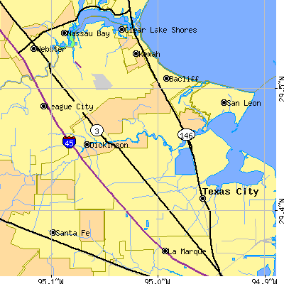 Zip code 77539 close-up map