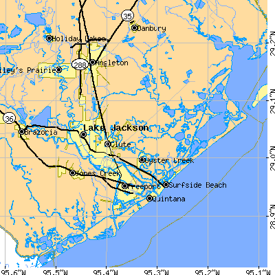 Zip code 77541 close-up map