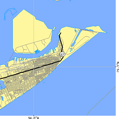 Zip code 77550 close-up map