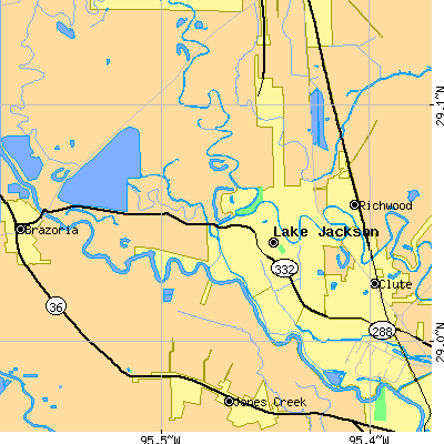 Zip code 77566 close-up map