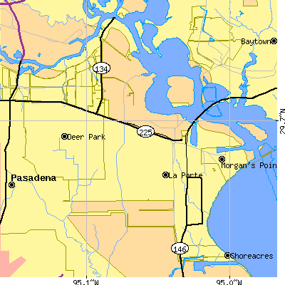 Zip code 77571 close-up map