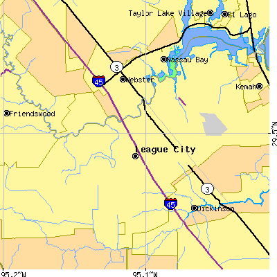 Zip code 77573 close-up map