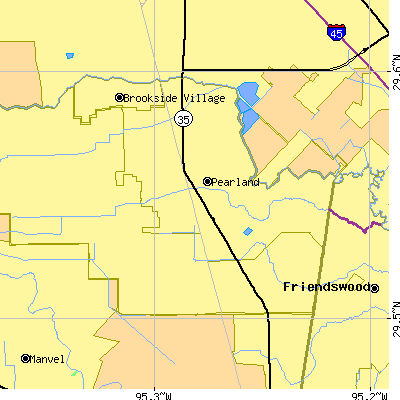 Zip code 77581 close-up map