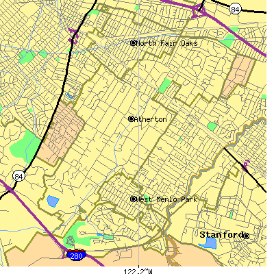 Zip code 94027 close-up map