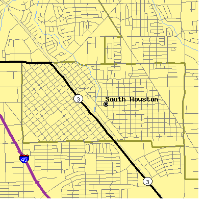 Zip code 77587 close-up map