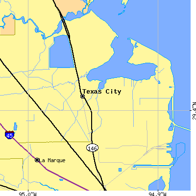 Zip code 77590 close-up map