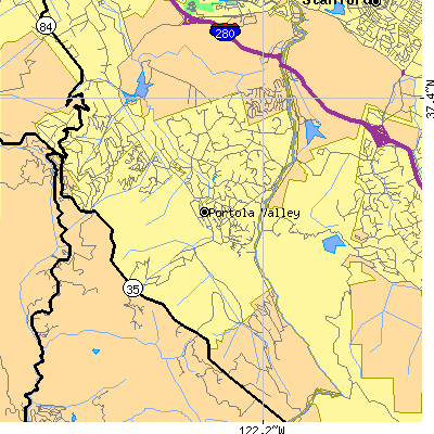 Zip code 94028 close-up map