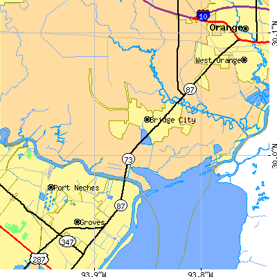 Zip code 77611 close-up map