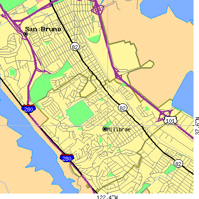 Zip code 94030 close-up map