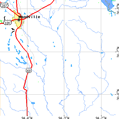 Zip code 77624 close-up map