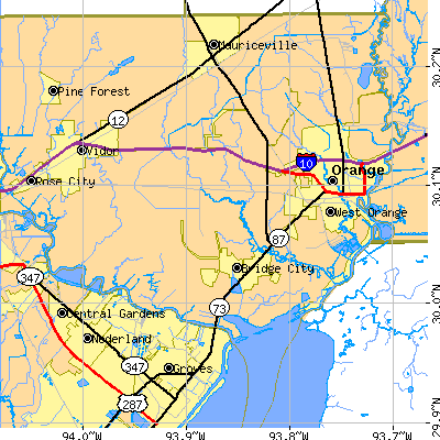 Zip code 77630 close-up map