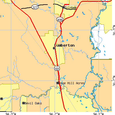 Zip code 77657 close-up map