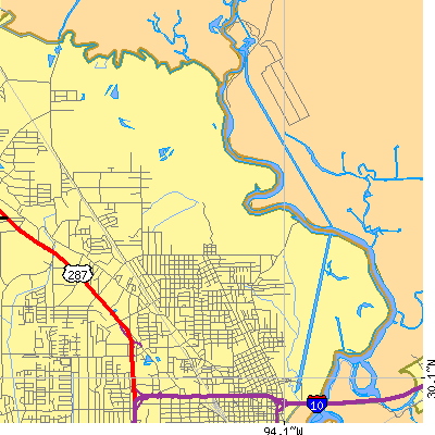 Zip code 77703 close-up map